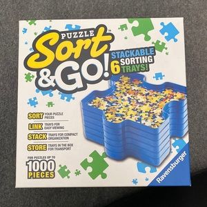Puzzle sort and go, 6 stackable sorting trays